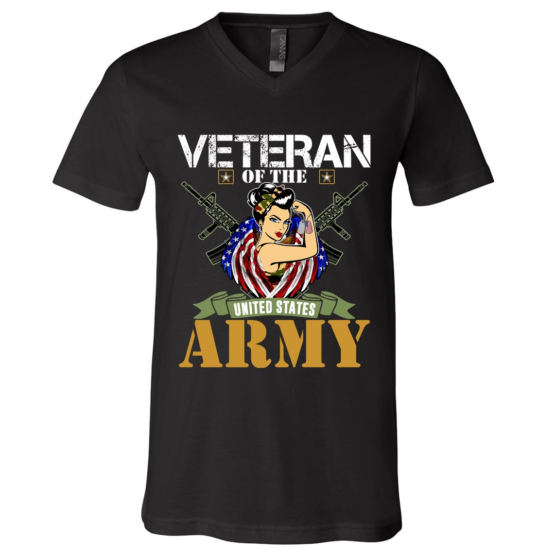 American Army Veteran Female U.S. Army Veteran Gifts V-Neck T-Shirt