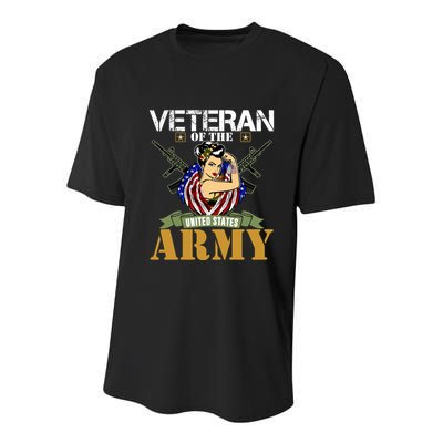 American Army Veteran Female U.S. Army Veteran Gifts Youth Performance Sprint T-Shirt