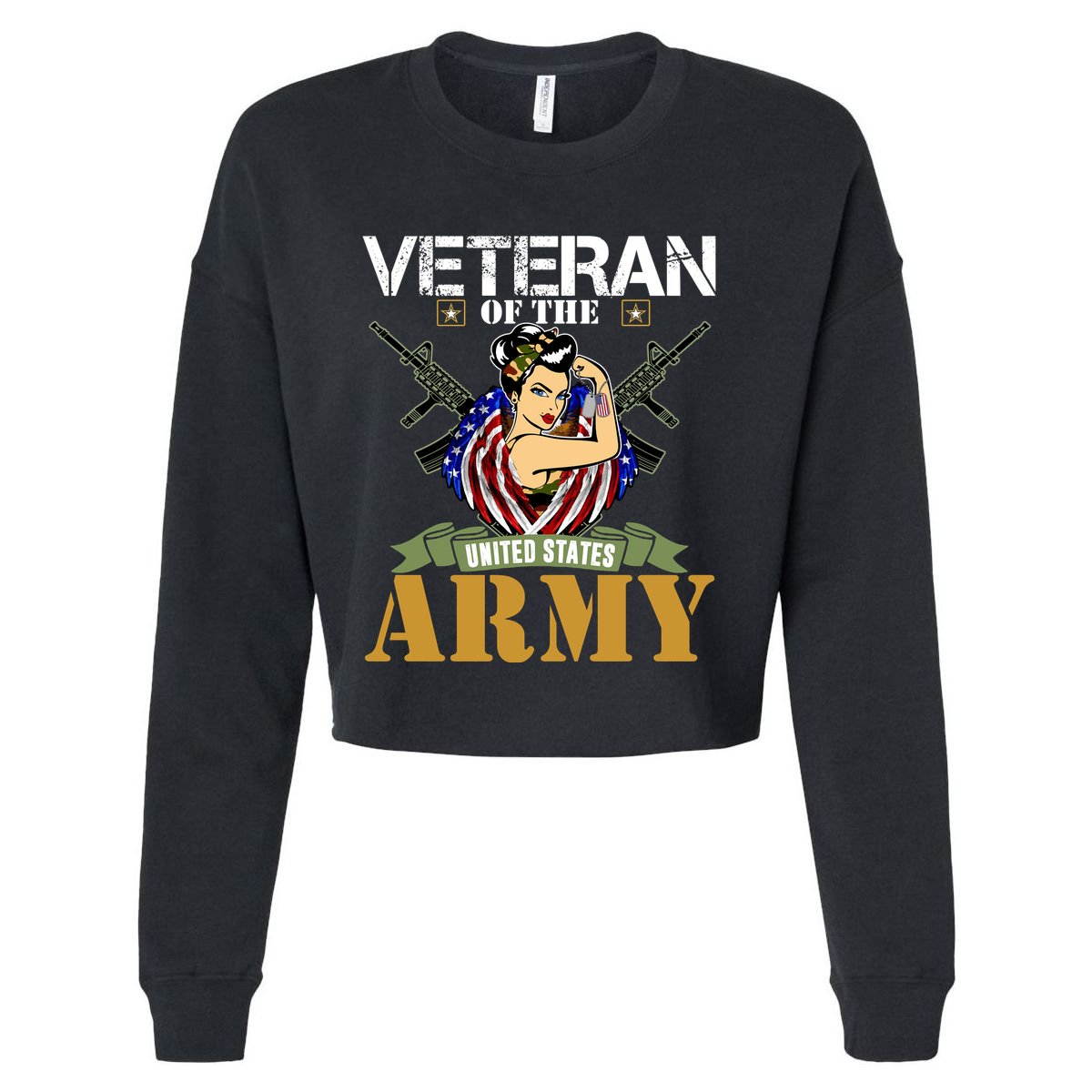 American Army Veteran Female U.S. Army Veteran Gifts Cropped Pullover Crew