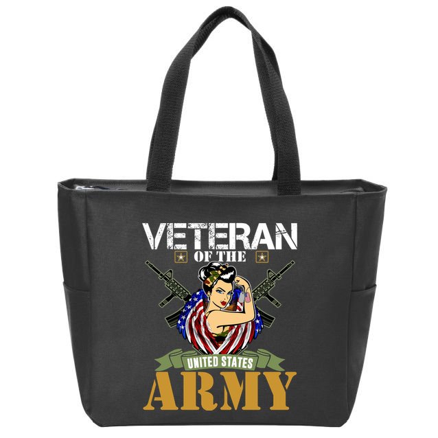 American Army Veteran Female U.S. Army Veteran Gifts Zip Tote Bag