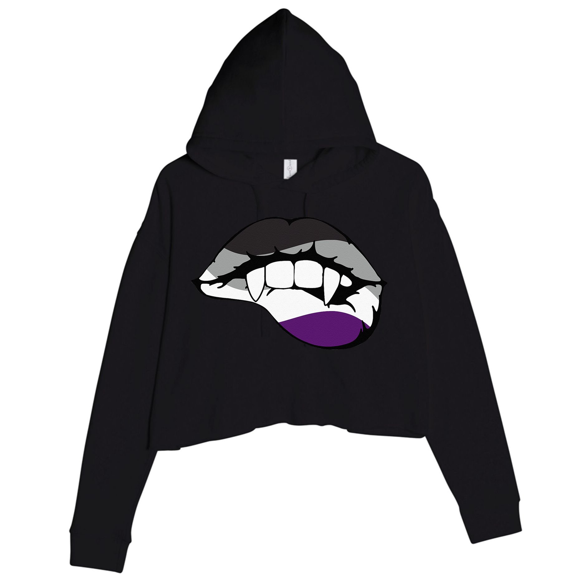 Asexual Ace Vampire Lips Fangs Costume Easy Halloween Gifts Crop Fleece Hoodie