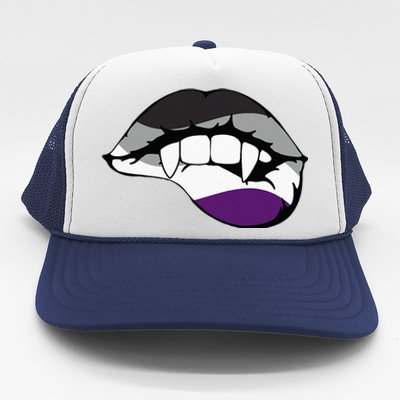 Asexual Ace Vampire Lips Fangs Costume Easy Halloween Gifts Trucker Hat