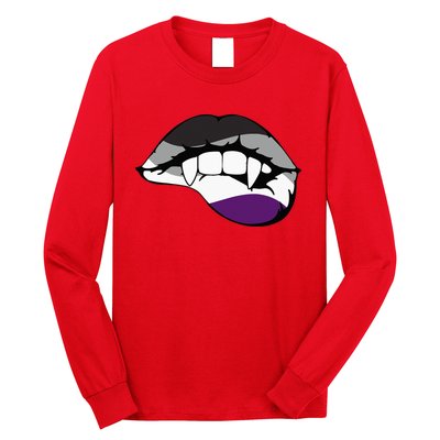 Asexual Ace Vampire Lips Fangs Costume Easy Halloween Gifts Long Sleeve Shirt