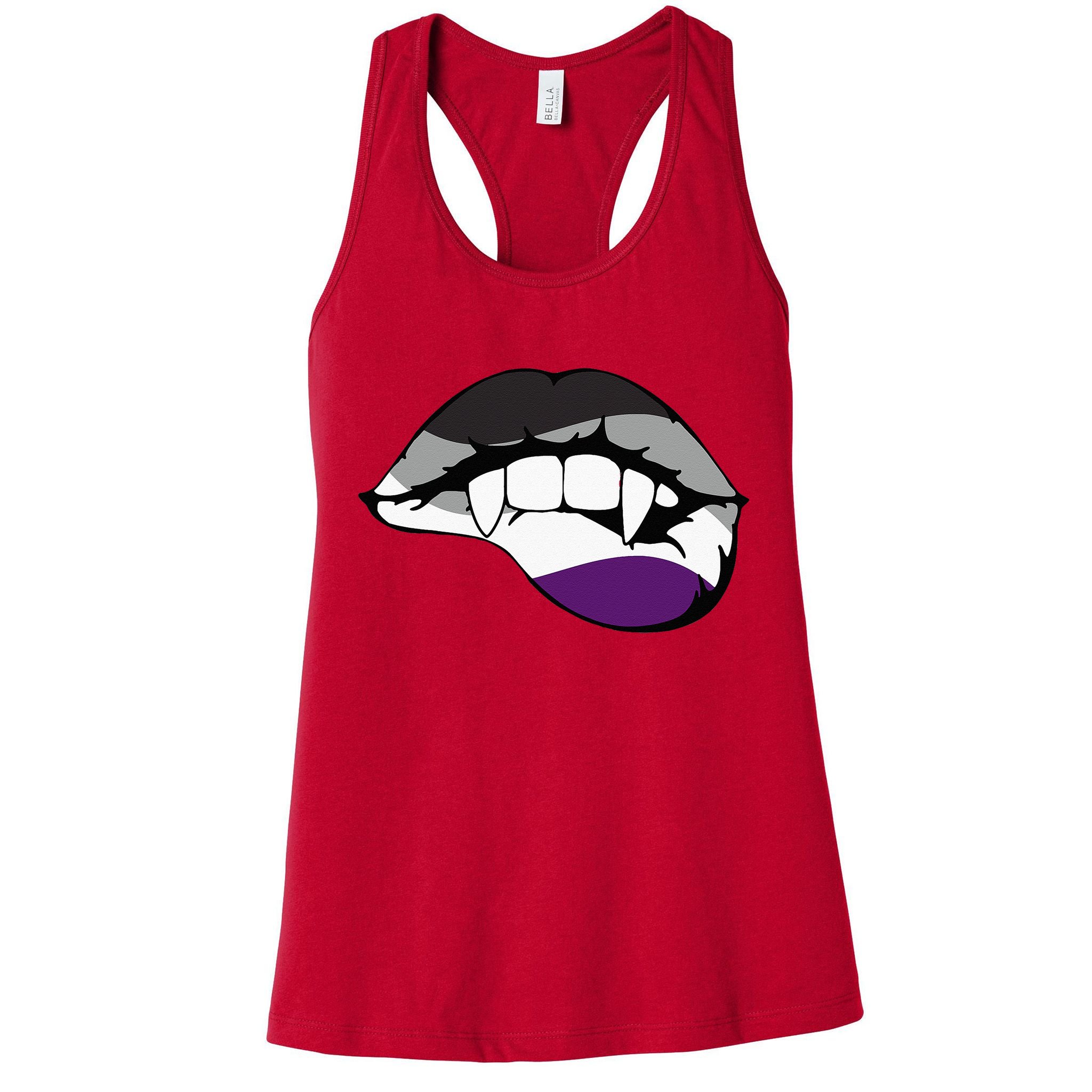 Asexual Ace Vampire Lips Fangs Costume Easy Halloween Gifts Womens Tank Top