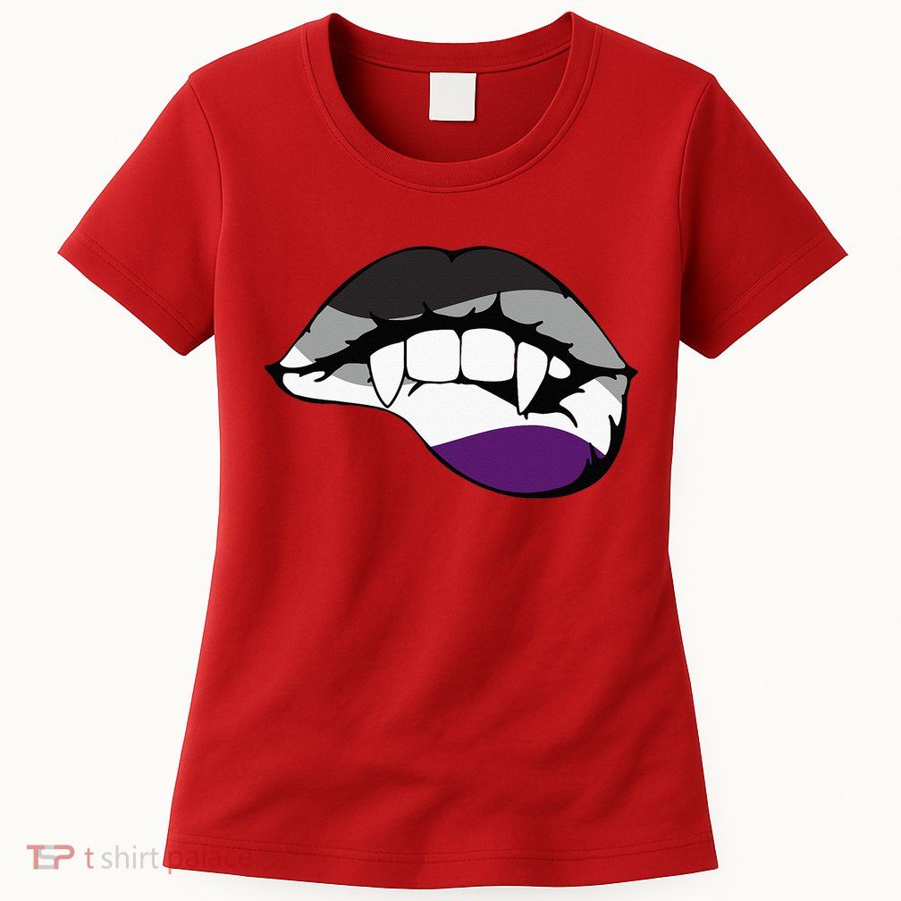 Asexual Ace Vampire Lips Fangs Costume Easy Halloween Gifts Womens T-Shirt