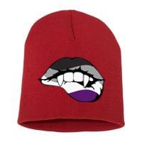 Asexual Ace Vampire Lips Fangs Costume Easy Halloween Gifts Short Acrylic Beanie