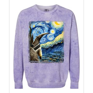 Artistic Anteater Van Gogh Style Starry Night Anteater Colorblast Crewneck Sweatshirt