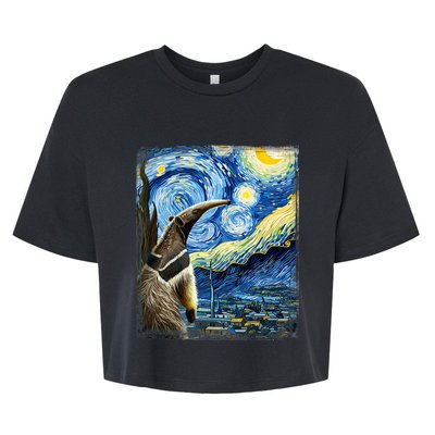 Artistic Anteater Van Gogh Style Starry Night Anteater Bella+Canvas Jersey Crop Tee