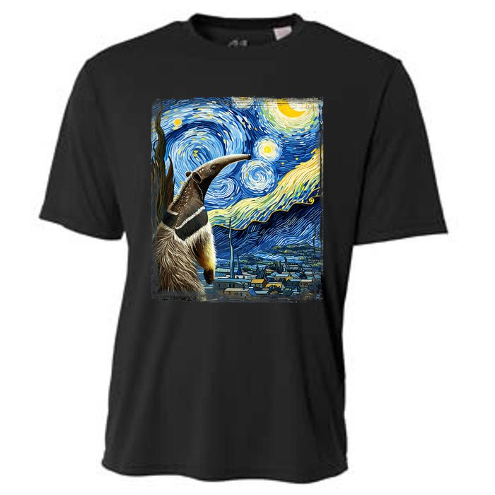 Artistic Anteater Van Gogh Style Starry Night Anteater Cooling Performance Crew T-Shirt