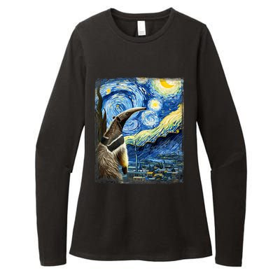 Artistic Anteater Van Gogh Style Starry Night Anteater Womens CVC Long Sleeve Shirt