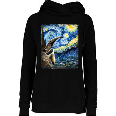 Artistic Anteater Van Gogh Style Starry Night Anteater Womens Funnel Neck Pullover Hood