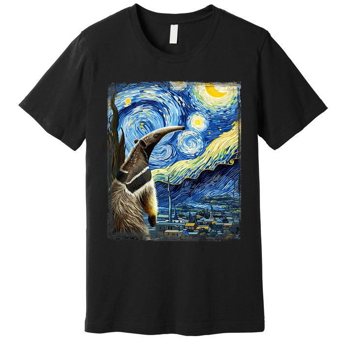 Artistic Anteater Van Gogh Style Starry Night Anteater Premium T-Shirt