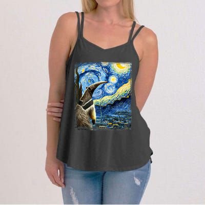 Artistic Anteater Van Gogh Style Starry Night Anteater Women's Strappy Tank