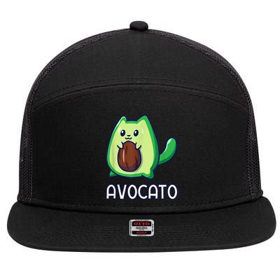 Avogato Avocado Vegan Cat 7 Panel Mesh Trucker Snapback Hat