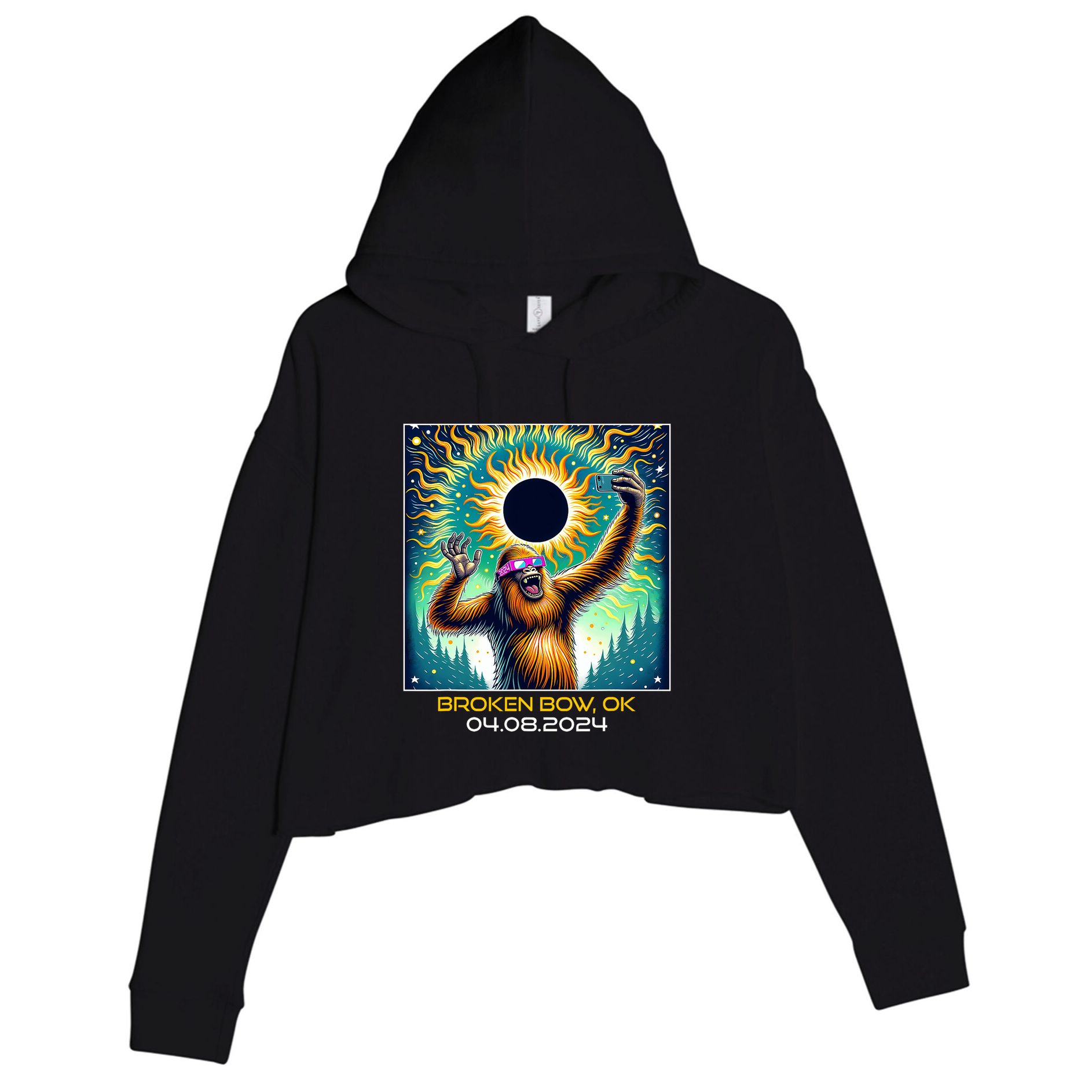 Artistic Anteater Van Gogh Style Starry Night Anteater Crop Fleece Hoodie