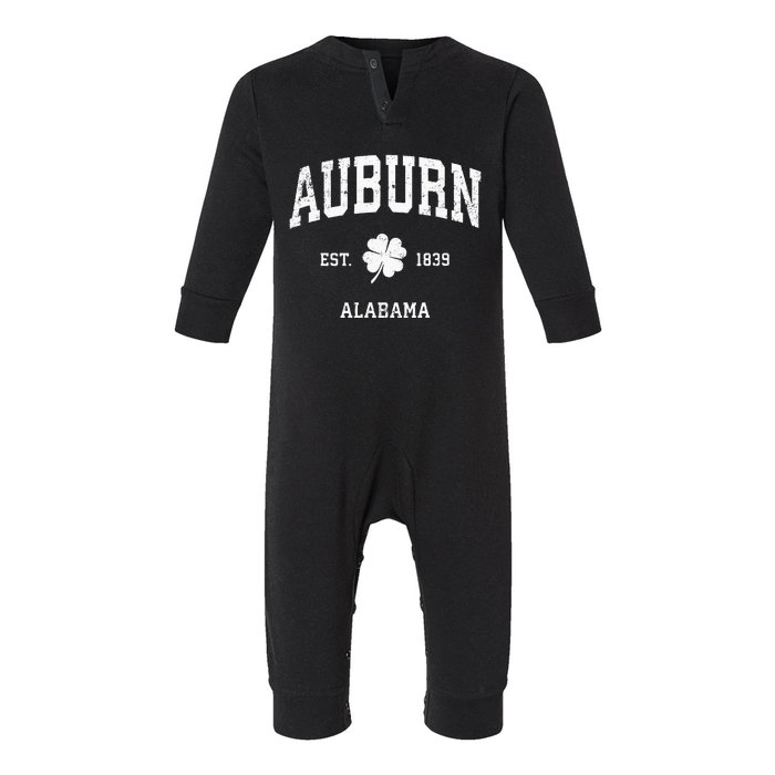 Auburn Alabama Vintage Shamrock Sports Infant Fleece One Piece