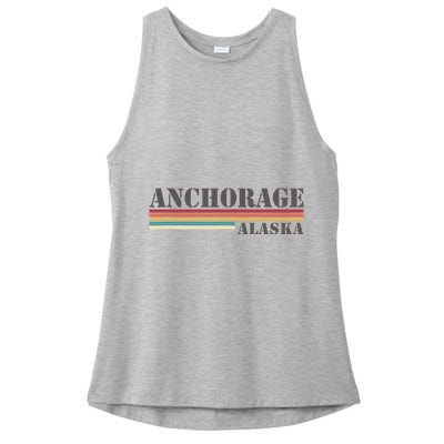 Anchorage Alaska Vintage Retro Stripes Classic Ladies PosiCharge Tri-Blend Wicking Tank