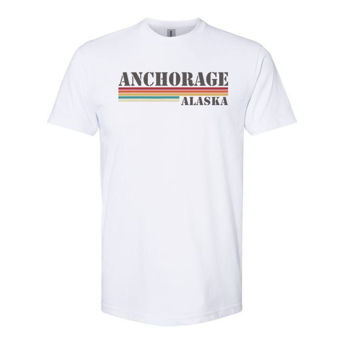 Anchorage Alaska Vintage Retro Stripes Classic Softstyle CVC T-Shirt