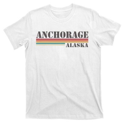 Anchorage Alaska Vintage Retro Stripes Classic T-Shirt