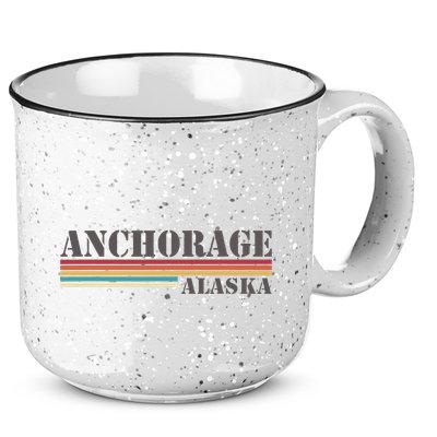 Anchorage Alaska Vintage Retro Stripes Classic 15oz Campfire Ceramic Mug