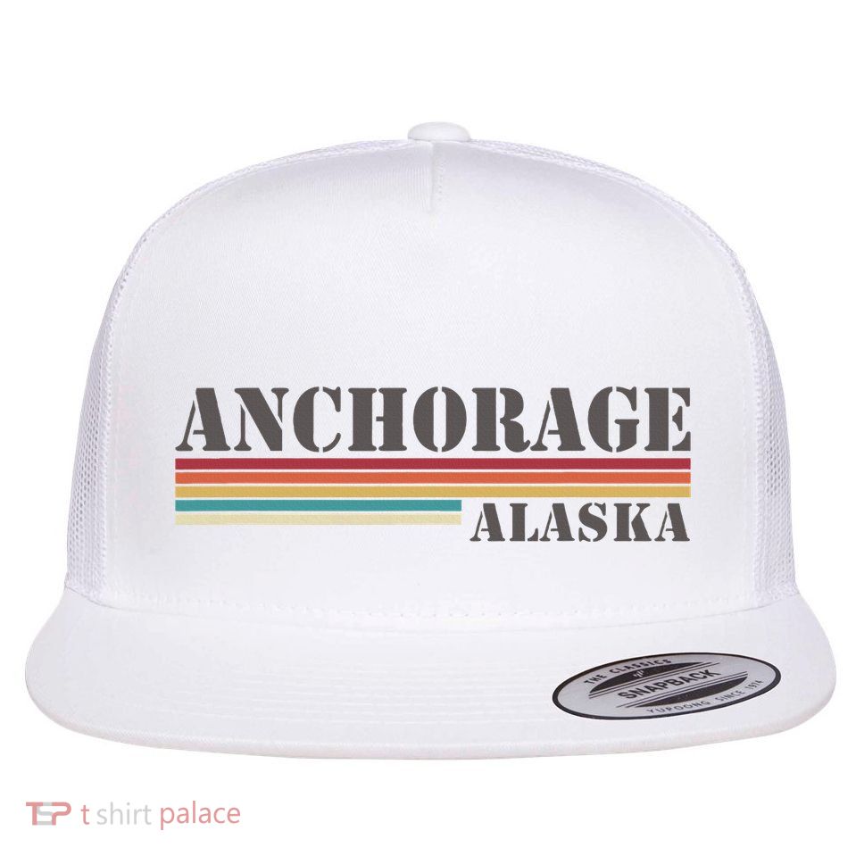 Anchorage Alaska Vintage Retro Stripes Classic Flatbill Hat