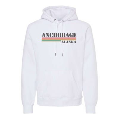 Anchorage Alaska Vintage Retro Stripes Classic Premium Hoodie