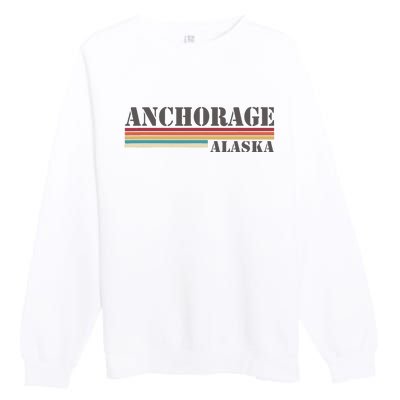 Anchorage Alaska Vintage Retro Stripes Classic Premium Crewneck Sweatshirt