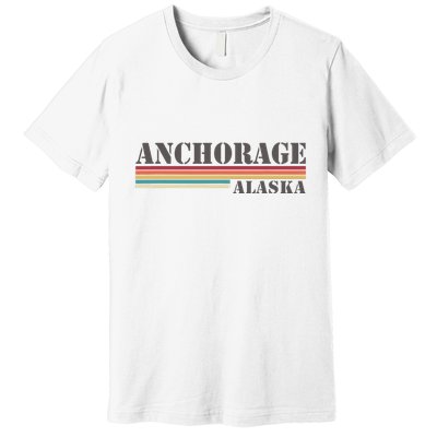 Anchorage Alaska Vintage Retro Stripes Classic Premium T-Shirt