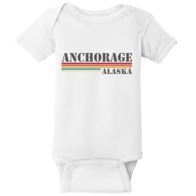 Anchorage Alaska Vintage Retro Stripes Classic Baby Bodysuit