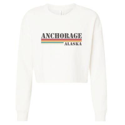 Anchorage Alaska Vintage Retro Stripes Classic Cropped Pullover Crew