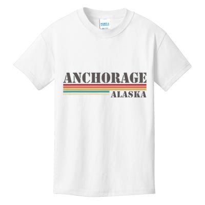 Anchorage Alaska Vintage Retro Stripes Classic Kids T-Shirt