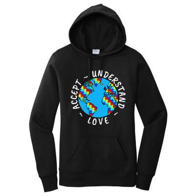 Autism Awareness World Puzzle Accept Women's Pullover Hoodie