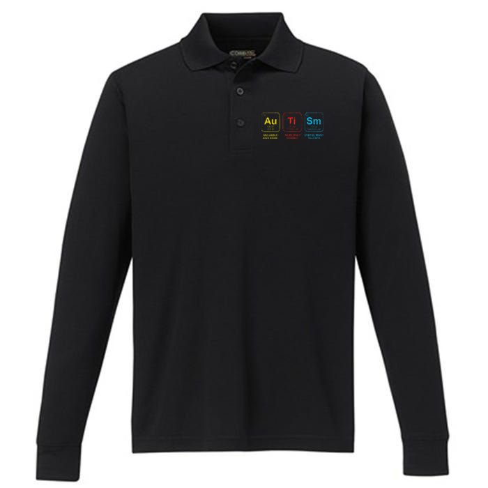 Autism Awareness Women Elements Periodic Table ASD Performance Long Sleeve Polo