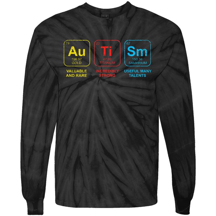 Autism Awareness Women Elements Periodic Table ASD Tie-Dye Long Sleeve Shirt