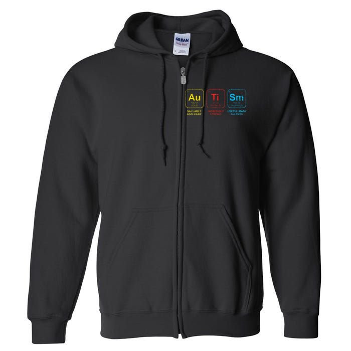 Autism Awareness Women Elements Periodic Table ASD Full Zip Hoodie