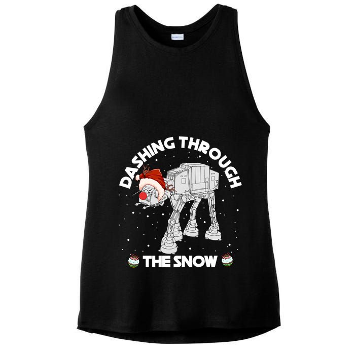 At At Walker Dashing Through The Snow Christmas Funny Ladies PosiCharge Tri-Blend Wicking Tank