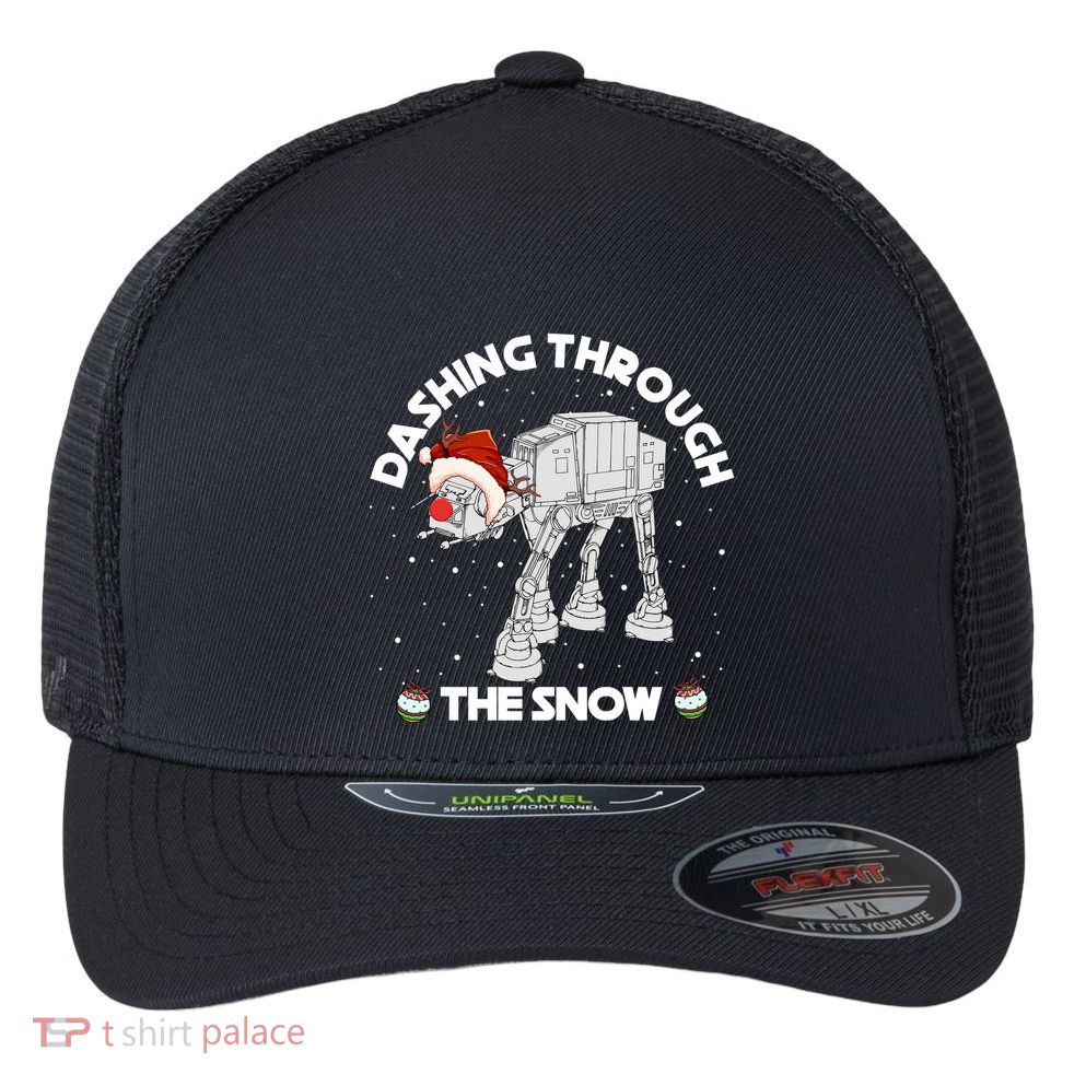 At At Walker Dashing Through The Snow Christmas Funny Flexfit Unipanel Trucker Cap