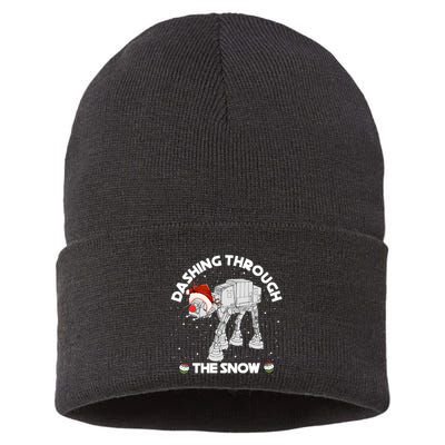 At At Walker Dashing Through The Snow Christmas Funny Sustainable Knit Beanie