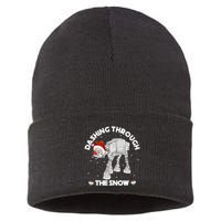 At At Walker Dashing Through The Snow Christmas Funny Sustainable Knit Beanie