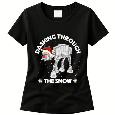 At At Walker Dashing Through The Snow Christmas Funny Womens T-Shirt