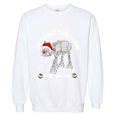 At At Walker Dashing Through The Snow Christmas Funny Garment-Dyed Sweatshirt