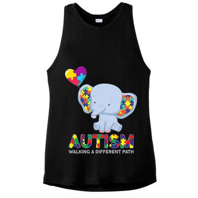 Autism Awareness Walking A Different Path Elephant Ladies PosiCharge Tri-Blend Wicking Tank