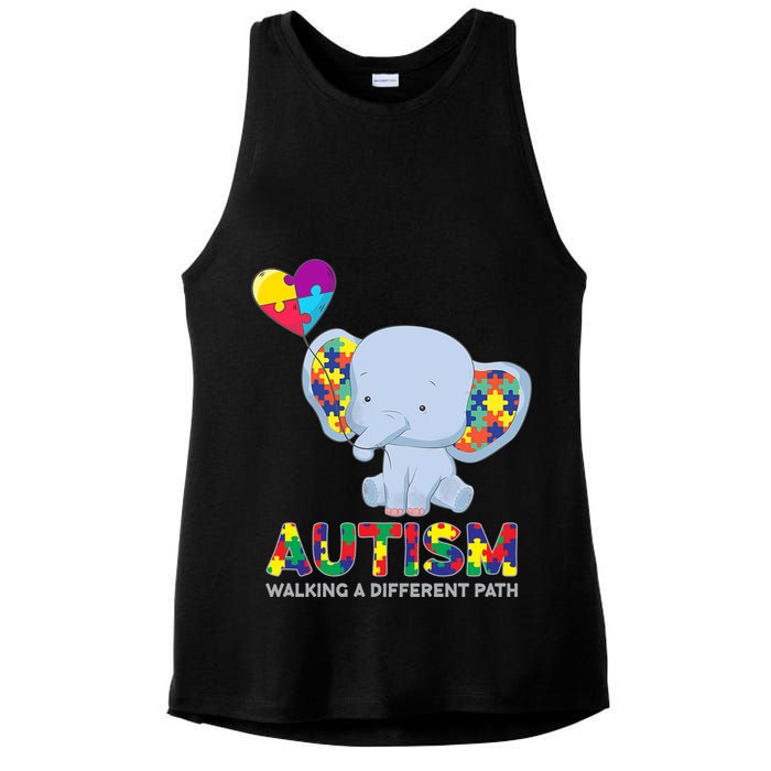 Autism Awareness Walking A Different Path Elephant Ladies PosiCharge Tri-Blend Wicking Tank