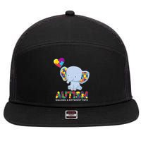 Autism Awareness Walking A Different Path Elephant 7 Panel Mesh Trucker Snapback Hat