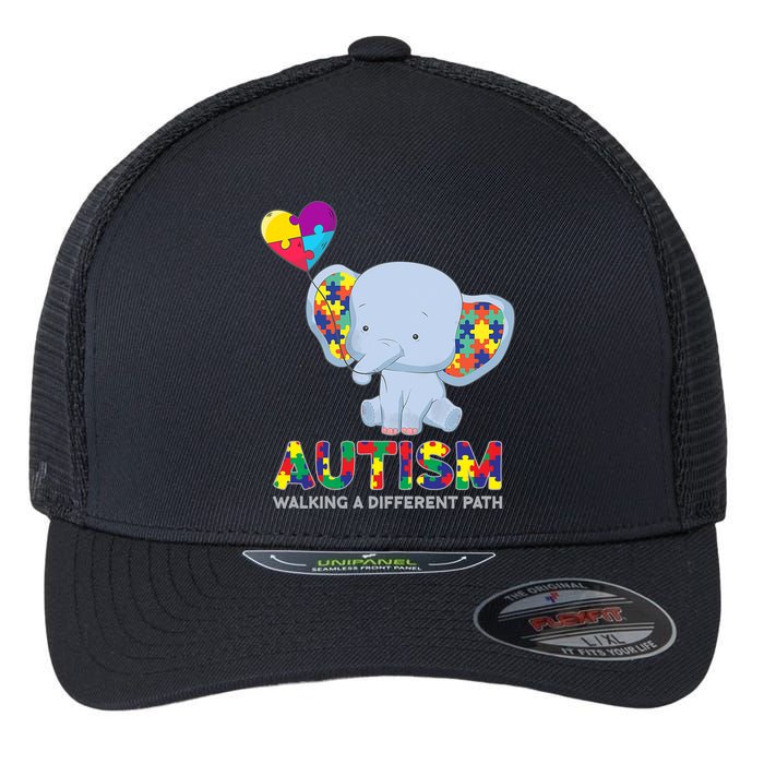 Autism Awareness Walking A Different Path Elephant Flexfit Unipanel Trucker Cap