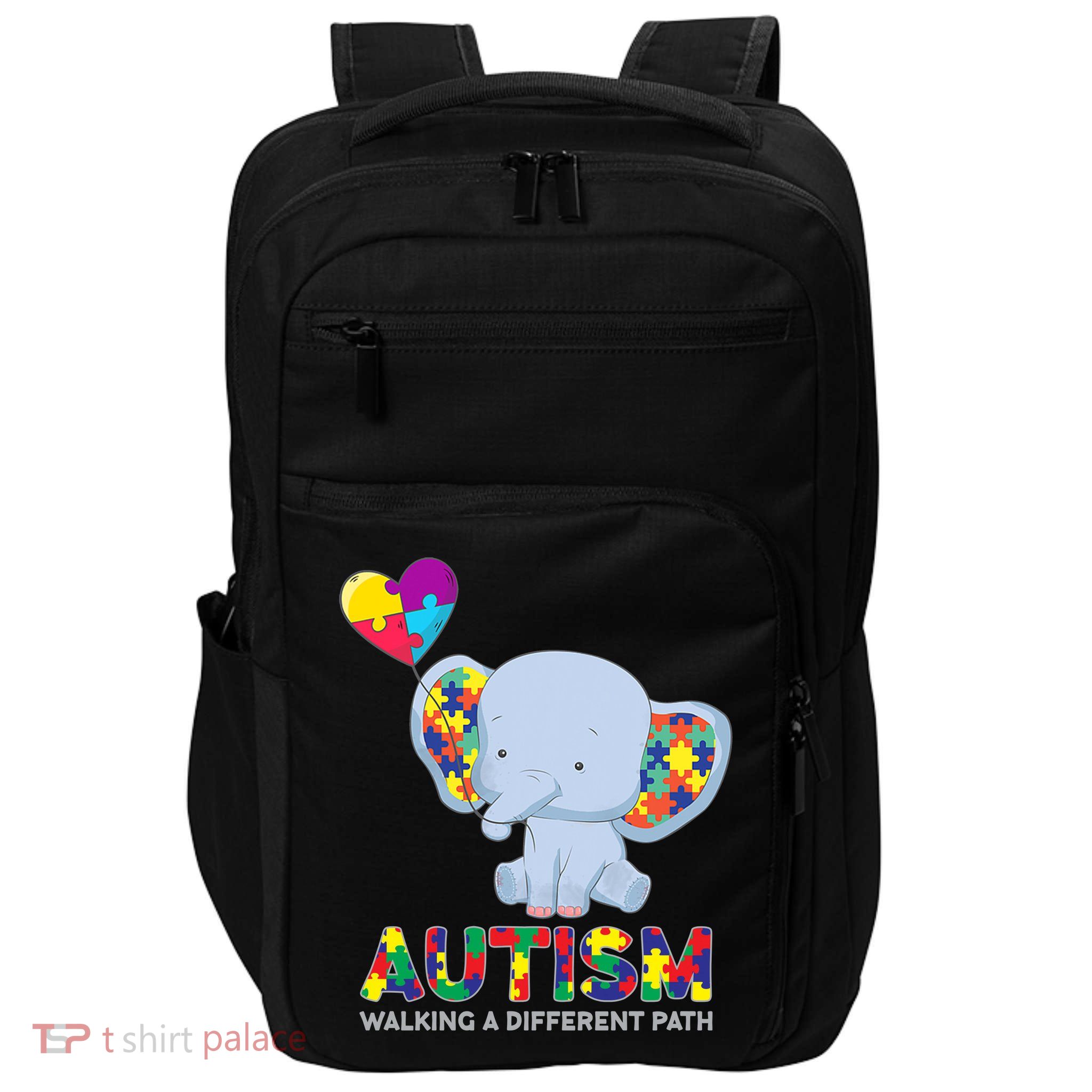 Autism Awareness Walking A Different Path Elephant Impact Tech Backpack