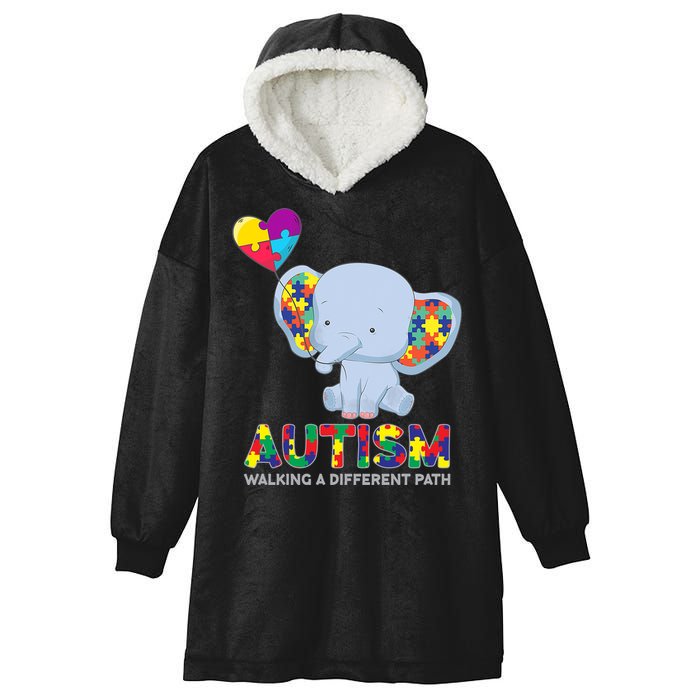 Autism Awareness Walking A Different Path Elephant Hooded Wearable Blanket