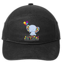 Autism Awareness Walking A Different Path Elephant 7-Panel Snapback Hat