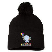Autism Awareness Walking A Different Path Elephant Pom Pom 12in Knit Beanie