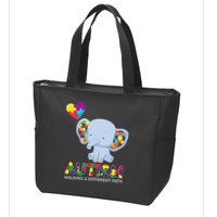 Autism Awareness Walking A Different Path Elephant Zip Tote Bag